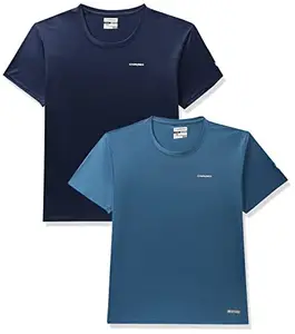 Charged Energy-004 Interlock Knit Hexagon Emboss Round Neck Sports T-Shirt Navy Size 2XL and Charged Energy-004 Interlock Knit Hexagon Emboss Round Neck Sports T-Shirt Teal Size 2XL