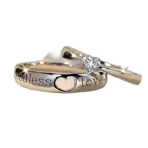 EndlessLove'CrystalHeartsAdjustableCoupleRingsforGirls&Boys(304-EndlessLoveCoupleRing(M:06))