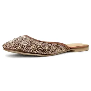 Bata Red Label Women's PEACH FLAT MULE E 23 Festive (5794010_BROWN_8 UK)