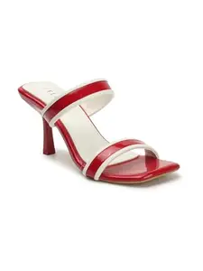 ELLE Women's Slip On Sandals Colour-Red, Size-UK 8