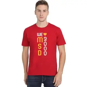 High on Soda We Love MSD 3000 Dhoni T-Shirt for Men - Half Sleeve (Red, Small)