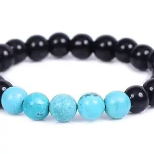 Turquoise WIth Black Tourmaline Stone Bracelet Healing Crystal Stone Bracelet Crystal Healing Reiki Healing Bracelet (8 mm)