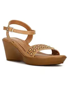 Bata Womens Laser Stud Sandal Heels, (6618181), UK 5 Beige