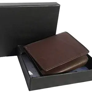 Men Brown Original Leather RFID Wallet 4 Card Slot 2 Note Compartment