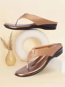 Picktoes PT-S136 Women's Gold Synthetic Leather Casual Heel Sandal