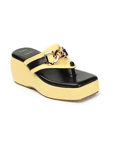 ELLE Women's Classic and Comfortable Espadrille Wedge Sandal for Office I Casual Use EL-UNI-W-153 Yellow 3 Kids UK