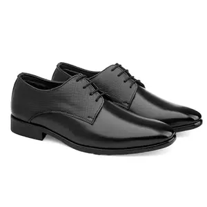 YUVRATO BAXI Men's Faux Leather Material Black Casual Formal Laceup Shoes with TPR Sole- 6 UK