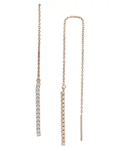 VANBELLE 925 Sterling Silver 18kt Rose Gold Plated with CZ Threader Drop Earring