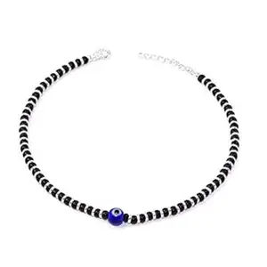 mashba Women Evil Eye Crystal Handmade Black And Silver Beaded Anklet Crystal Anklet