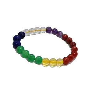 Natural 7 Chakra Bracelet 8 mm Citrine Green Aventurine Lapis Carnelian Amethyst Clear Quartz Red jasper Round crystal Beads Gemstone Bracelet