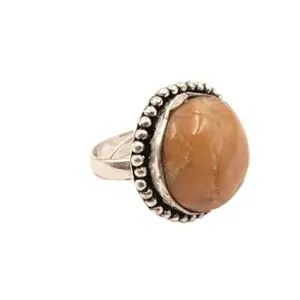 Natural Peach Moonstone Oval Ring for Women – Handmade Vintage Statement Ring – Adjustable Boho Jewelry with Healing Moonstone Gemstone