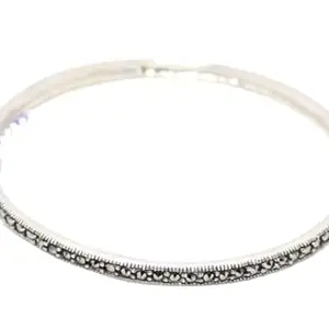 Rajasthan Gems Designer Bracelet Bangle Kada 925 Sterling Silver Womens Marcasite Stone Handmade Women Gift Openable H544