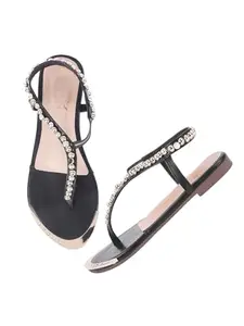 Shoetopia Women's Girls-SND-163 Sandal-6 Kids UK (Girls-SND-163-Black)-EU39