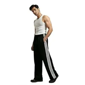 Skelly Trackpants for Men Black with White Stripes Slim Fit Athletic Joggers Premium Comfort Style