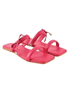 Shoetopia womens Flat-149 Pink Flat Sandal - 8 UK (Flat-149-Pink)