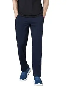 TECHNOSPORT Men Solid Slim Fit Sports Trackpants Techno Dry UPF50+ Polyester Mid Rise Drawstring Track Pant for Men Gym Workout Joggers Casual Quick Dry
