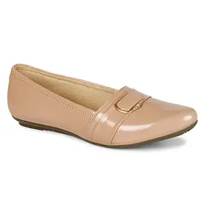 Footshez Women's Patent Leather Casual & Party Bellies Peach