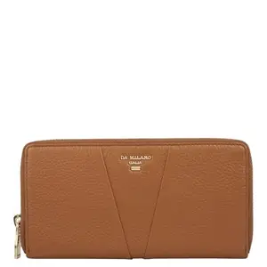 Da Milano Leather Zip Wallet for Women - Brown (10072C)