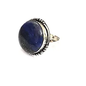 ASTROGHAR Natural lapis Lazuli Round Shaped Crystal Ring For Women And Men For Reiki Chakra Healing