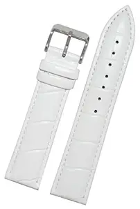 SURU® 24mm Padded Ogive Tip Leather Watch Strap / Band for Men Women (Colour - White / Size -24mm) U235