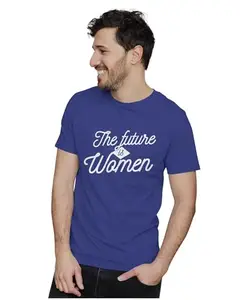 ALLEN BLACK Men's & Women's Regular Fit 100% Cotton T-Shirt (FUTISWOM3-Royal Blue 2XL Men Round_)