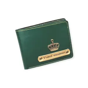 NAVYA ROYAL ART Leather Wallet for Men and Boys Customized Wallet - Customise Gifts for Men || Personalized Wallet with Name & Charm Purse - Green