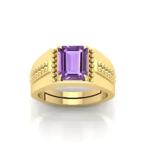RRVGEM AMETHYST Ring 6.00 Ratti Astrological Gemstone Panchdhatu Gold Plated Ring for Men & Women