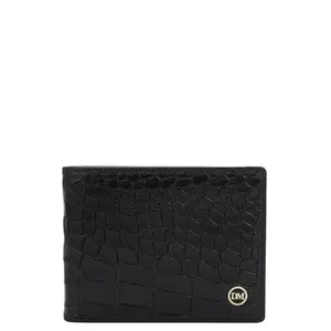 Da Milano RFID Protected Leather Wallet for Men with Card Slot - Black