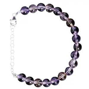 LKBEADS Ametrine Bracelet with Silver Plated Clasp – 8mm Round Beads – Smooth Cut – 7 inch adjustable – Healing, Fashion, Gift, Spiritual, Yoga|LK_STACK_00497