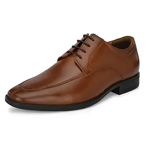 Auserio Men's Full Grain Leather Derby Lace Up Formal Shoes | Anti Skid Sole & Waxed Laces | Memory Foam Padded Insole | Shoes for Office & Parties | Tan 9 UK (SSE 227)