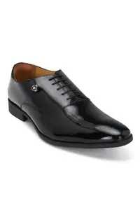 Louis Philippe Men Black Leather Oxford Shoes