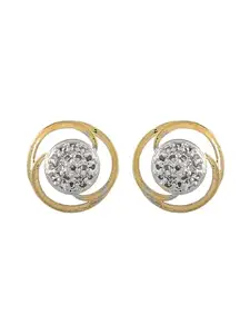 Silvermerc Designs Round American Diamond Stud Earrings for Women/Girls