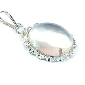 ASTROGHAR Certified Natural Clear Quartz Oval Shaped Crystal Pendant