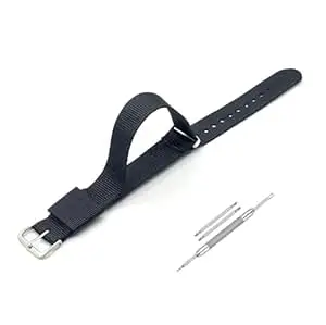 Lineon 18mm, 20mm & 22mm Stainless Steel 304 Buckle & Same Colour loop Nylon Vintage Style NATO Watch Strap ONE WAY NATO Nylon STRAP Imported Quality With Pins and Pin Remover Tool (Include)