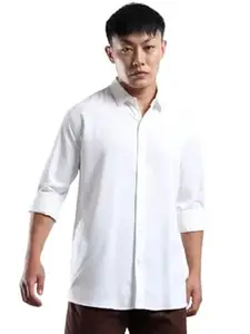 ALPHALEGS Men's Casual Shirt, Long Sleeve, Cotton Blend, Button-Down Collar, Regular Fit