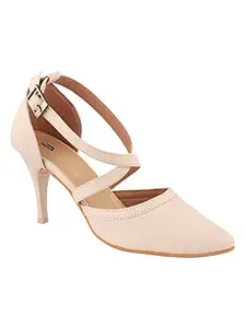 Shoetopia Womens/Girls Cream Stilettos Heels Solid Pumps-EU37