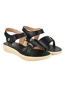Shoetopia Shoetopa Comfortable Ankle Strap Black Sandals for Women & Girls /UK3