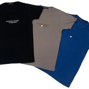 Cotton T-Shirt 3 Pack, Men's Royal Blue Black Fossil Grey, Set of 3 (Medium) (Fossil Grey, 1)