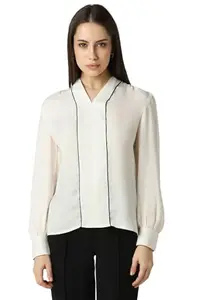 Van Heusen Women's Regular Fit Blouse (VWTSFRGF266032_Cream