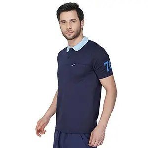 Vector X OMT108 Mens Polo Neck T-Shirt with Front Pocket (Navy)