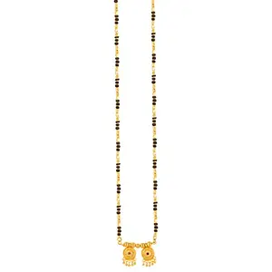 MEENAZ 2 Vati Wati Mangalsutra For Women Girls Temple South Indian Traditional 1 Gram Gold Stylish Maharashtrian Long Double Chain Double Mangal sutra Pendant Tanmaniya Black Nallapusalu Chains -708