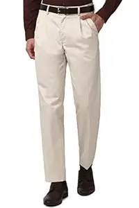 Peter England Men Mid Rise Regular Casual Pants (PCTPCSMBW32640_Beige, 36)