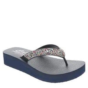 Skechers -Women's Modern Flip-Flops & Slippers-Vinyasa - Wild Daisies-119638-Nvmt-10 UK, Black
