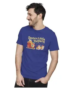 Men's & Women's Regular Fit T-Shirt Christmas Corgis with Gifts 100% Cotton Unise T-Shirt Royal Blue; _CORGIS07-Royal Blue M Men Round_bz