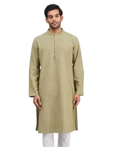 Fabindia Green Cotton Dobby Long Kurta