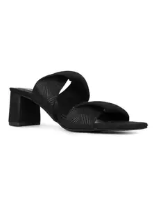 Inc.5 Womens Black Solid Square Toe Party Wear Block Heel Sandals