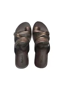 Women's Indoor Outdoor Plush Slippers, Synthetic Leather, Comfortable Foam Footwear, Brown (Brown, UK Footwear Size System, Adult, Women, Numeric, Medium, 5)