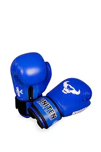 UNITEN Indian Amateur Boxing Gloves | Leather Gloves | Unisex Boxing Gloves (Blue, 8 OZ)