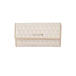 Anne Klein Faux Leather Button Closure Women's Wallet (Beige, XL)