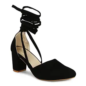 commander shoes Stylish Pump Sandals for Girls and Women (40,Black,509)